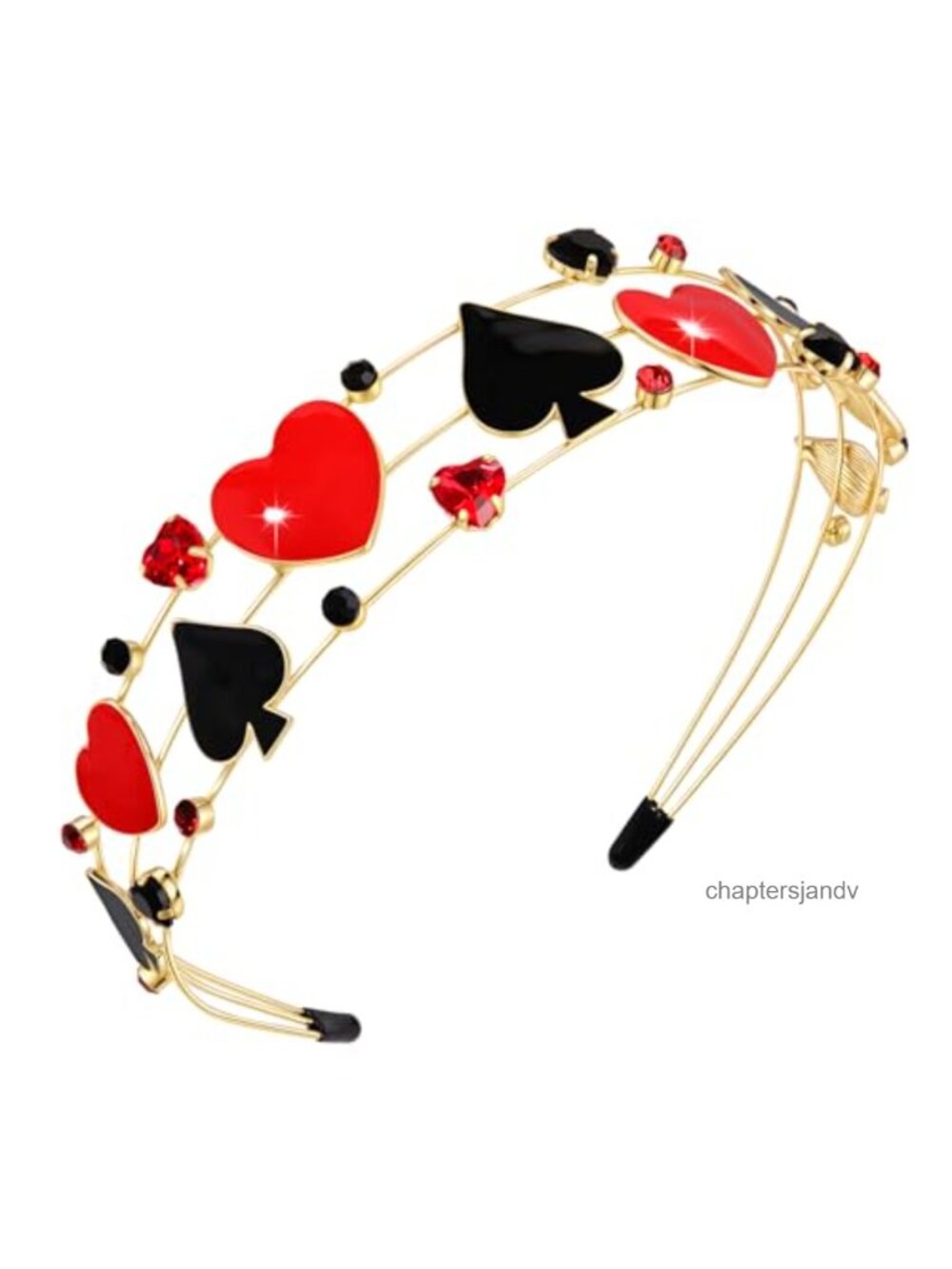 Halloween Queen Hearts Headband Crystal Pearl Metal Hair Accessory